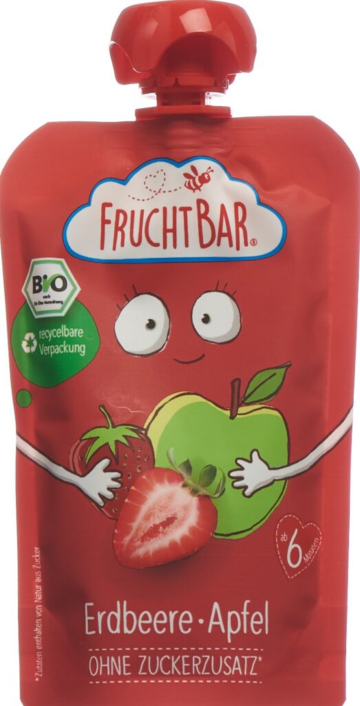 FRUCHTBAR purée fruits bio fraise pomme 100 g