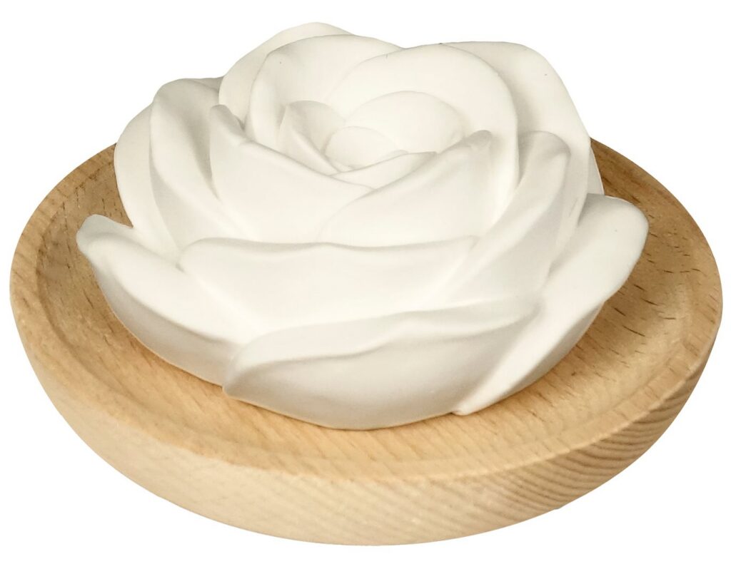 FARFALLA Pierre odorante rose assiette en bois