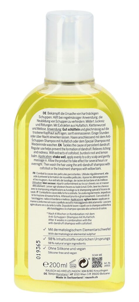 RAUSCH lot antipelliculaire cuir chev tussi 200 ml
