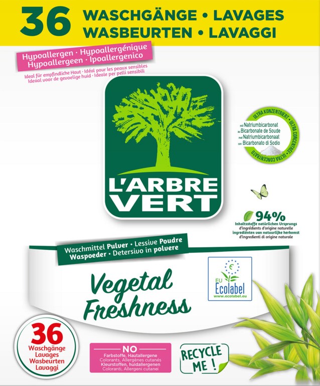 L'ARBRE VERT lessive pdr vegetal fresh 1.8 kg