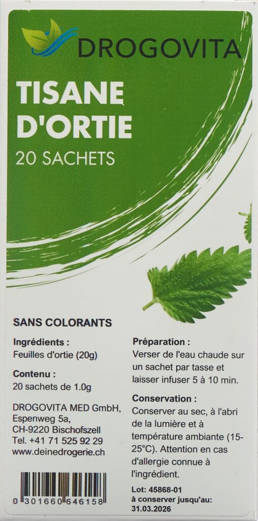 DROGOVITA tisane d'ortie sach 20 pce