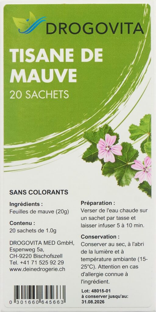 DROGOVITA tisane de mauve sach 20 pce