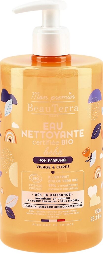 BEAUTERRA eau nettoyante bébé sans parf bio 750 ml