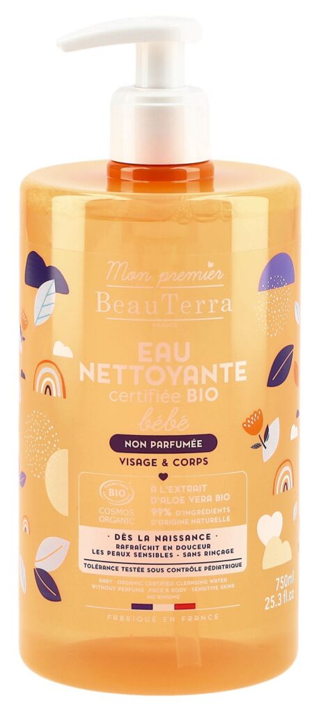 BEAUTERRA eau nettoyante bébé sans parf bio 750 ml