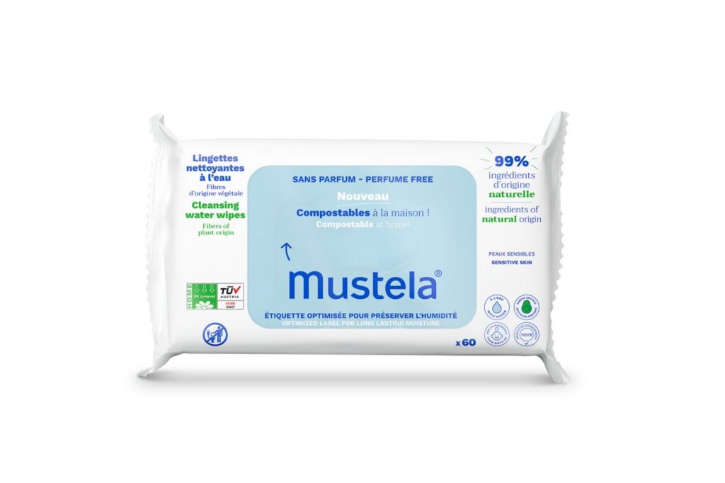 MUSTELA lingettes à l'eau compostables 60 pce