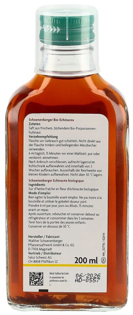 SCHOENENBERGER Echinacée suc plant fraî bio 200 ml
