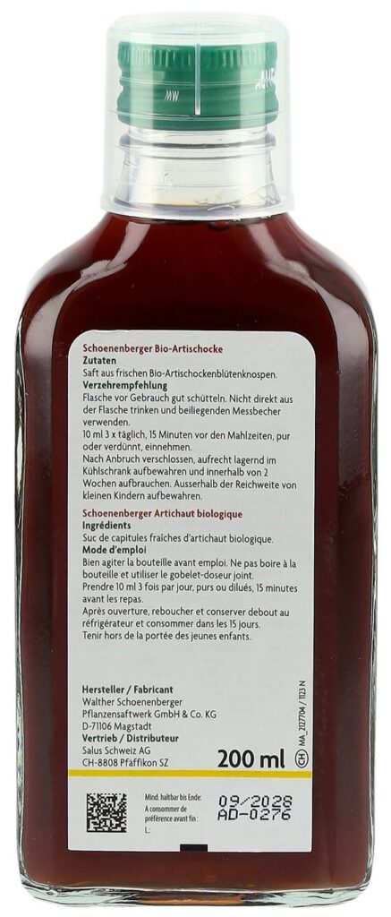 SCHOENENBERGER Artichaut suc plant fraî bio 200 ml