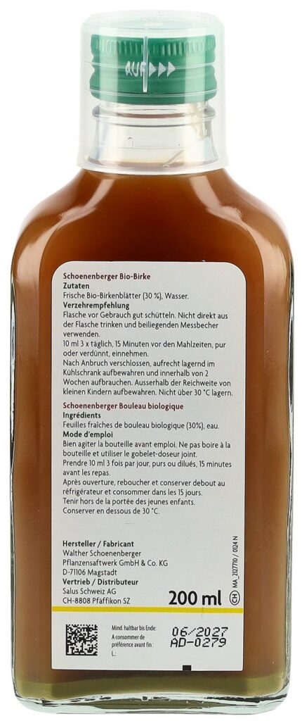 SCHOENENBERGER Bouleau boiss plant fraî bio 200 ml
