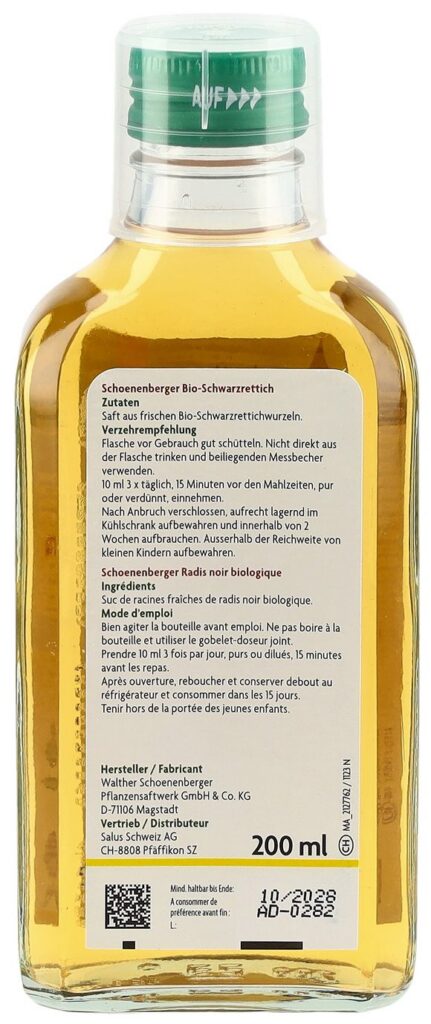 SCHOENENBERGER Rad noir suc plant fraî bio 200 ml