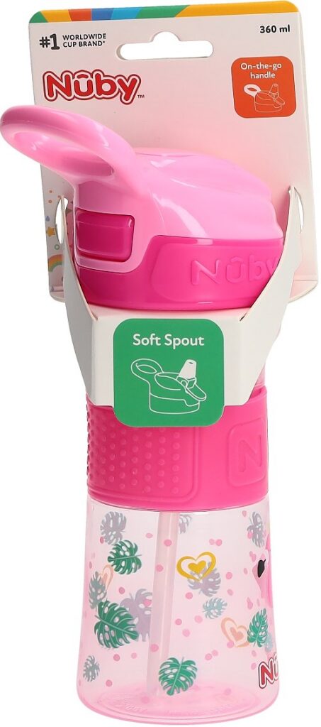 NUBY gobelet paille Reflex 360ml bec soup silicone
