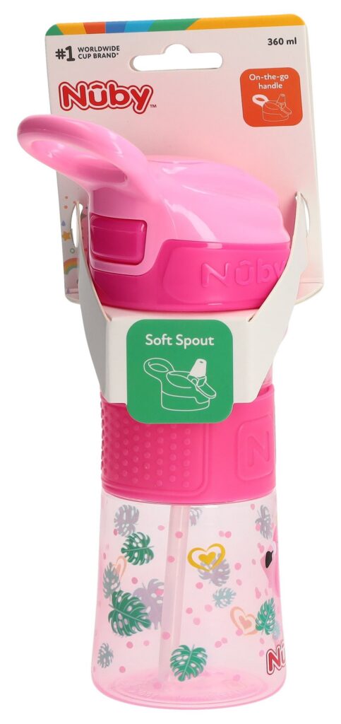 NUBY gobelet paille Reflex 360ml bec soup silicone