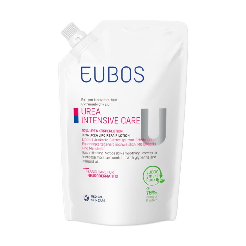 EUBOS Urea lotion corps 10 % refill sach 400 ml