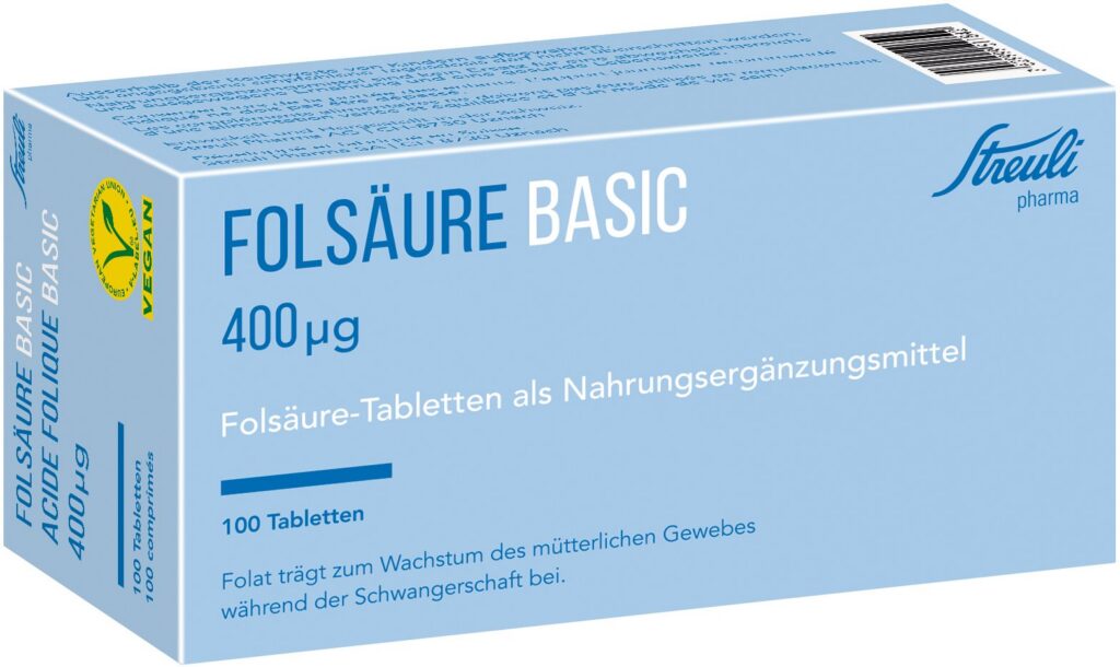 ACIDE FOLIQUE Streuli Basic cpr 400 mcg 100 pce