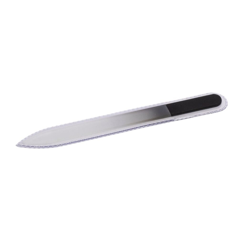 HERBA lime à ongles en verre 14cm avec etui noir