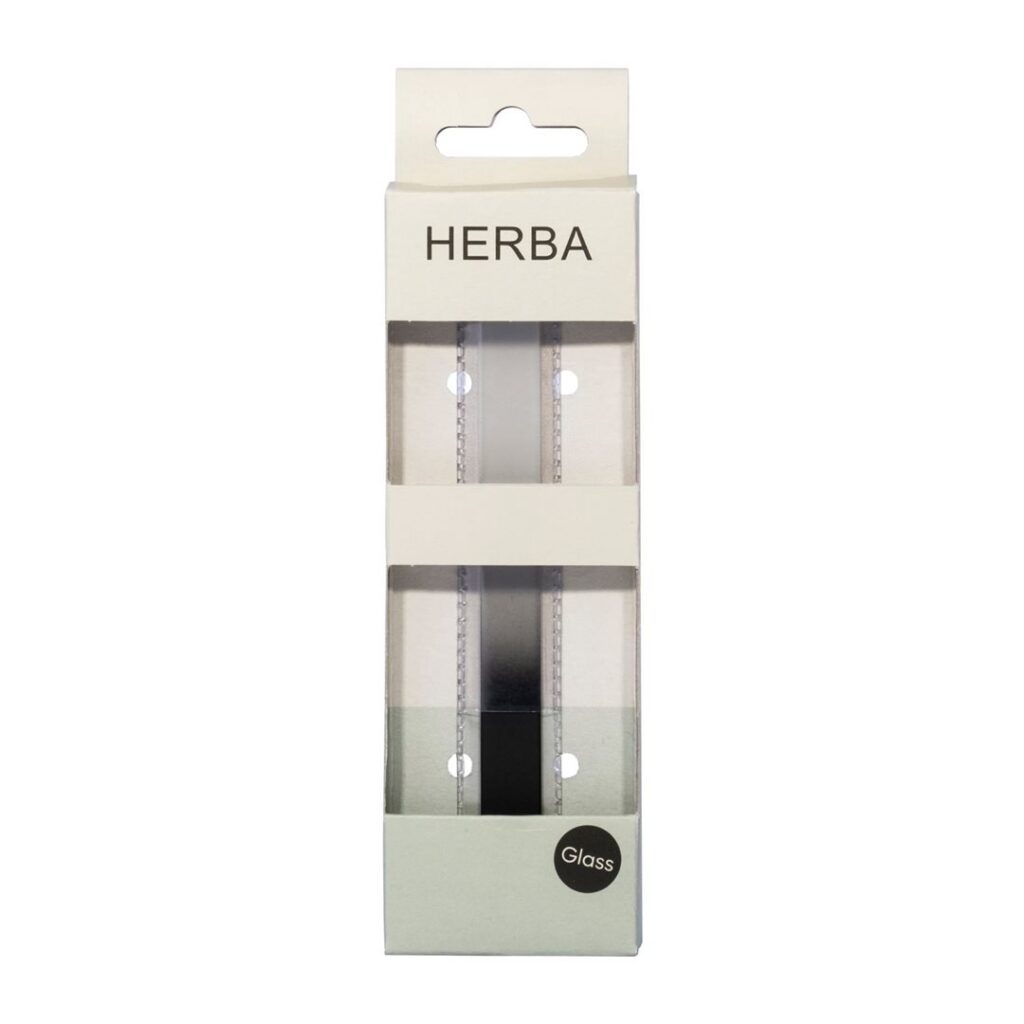 HERBA lime à ongles en verre 14cm avec etui noir