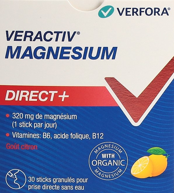 VERACTIV Magnesium Direct+ citron stick 30 pce
