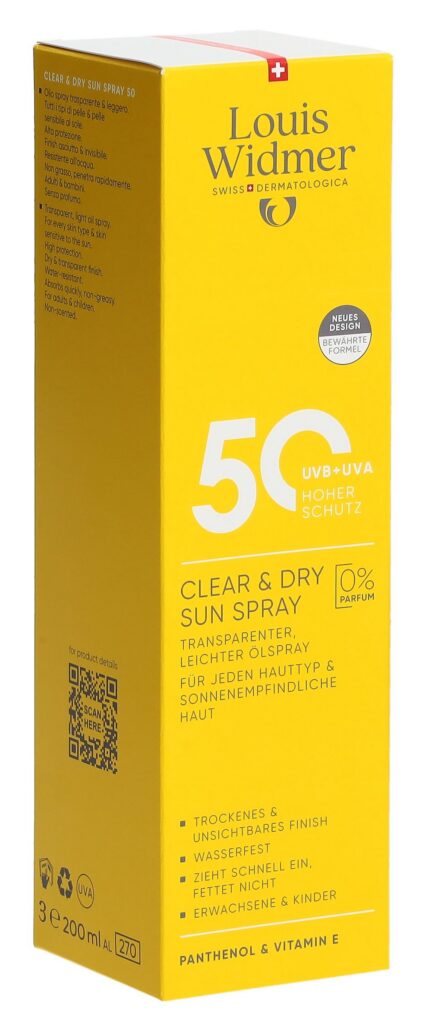 WIDMER Clear & Dry Sun spray SPF50 s parf 200 ml