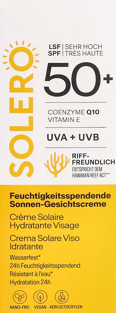 SOLERO crème solaire visage hydrat SPF50+ 50 ml