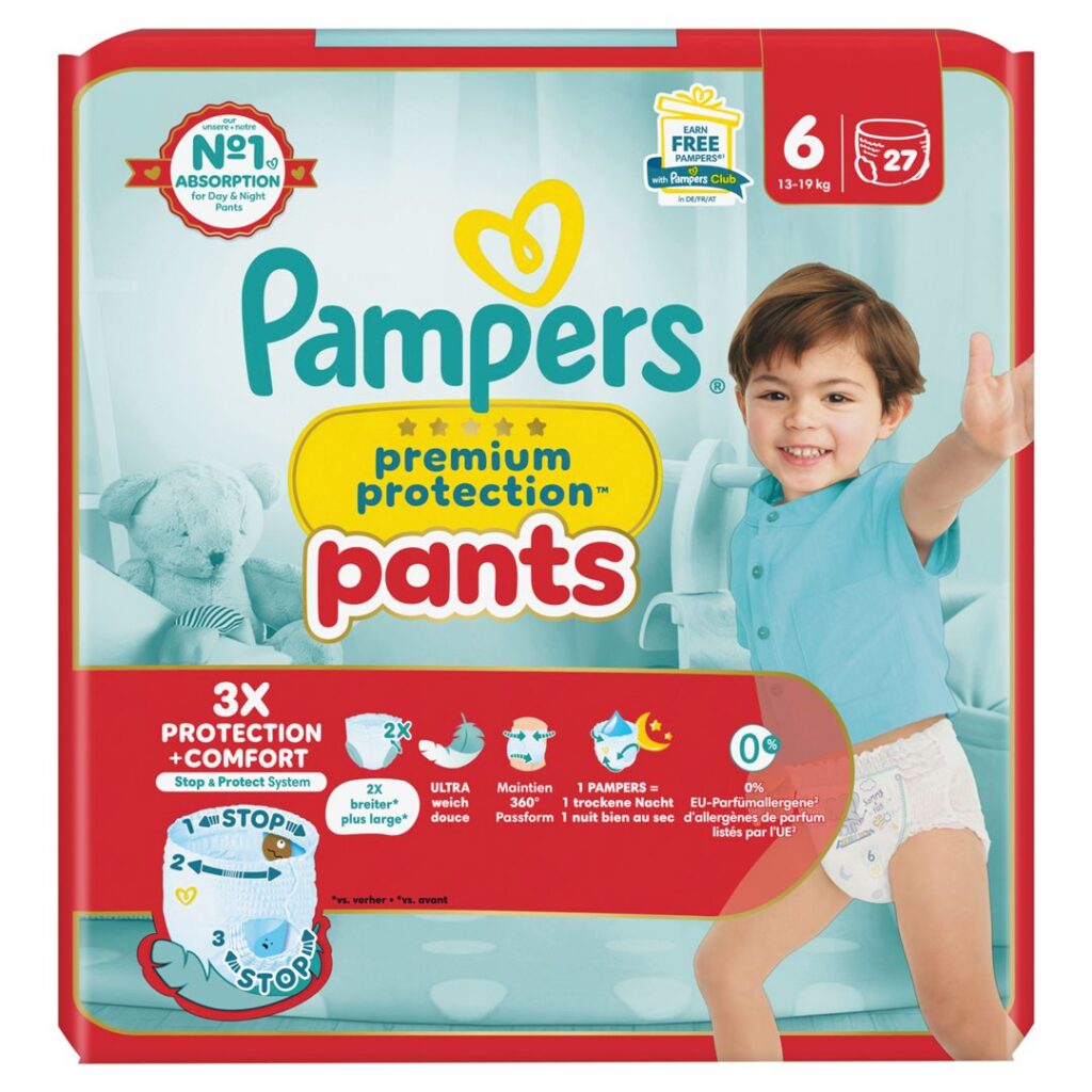 PAMPERS Prem Prot Pan Gr6 13-19kg Ex La éco 27 pce