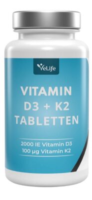 VELIFE Vitamine D3 + K2 cpr sécables bte 120 pce