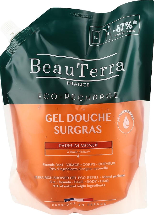 BEAUTERRA gel douche surgras monoi sach 1000 ml