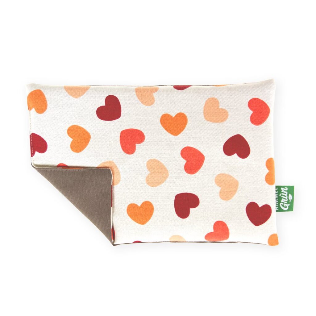 HIMMELGRÜN coussin pépins raisin 30x20cm coeur