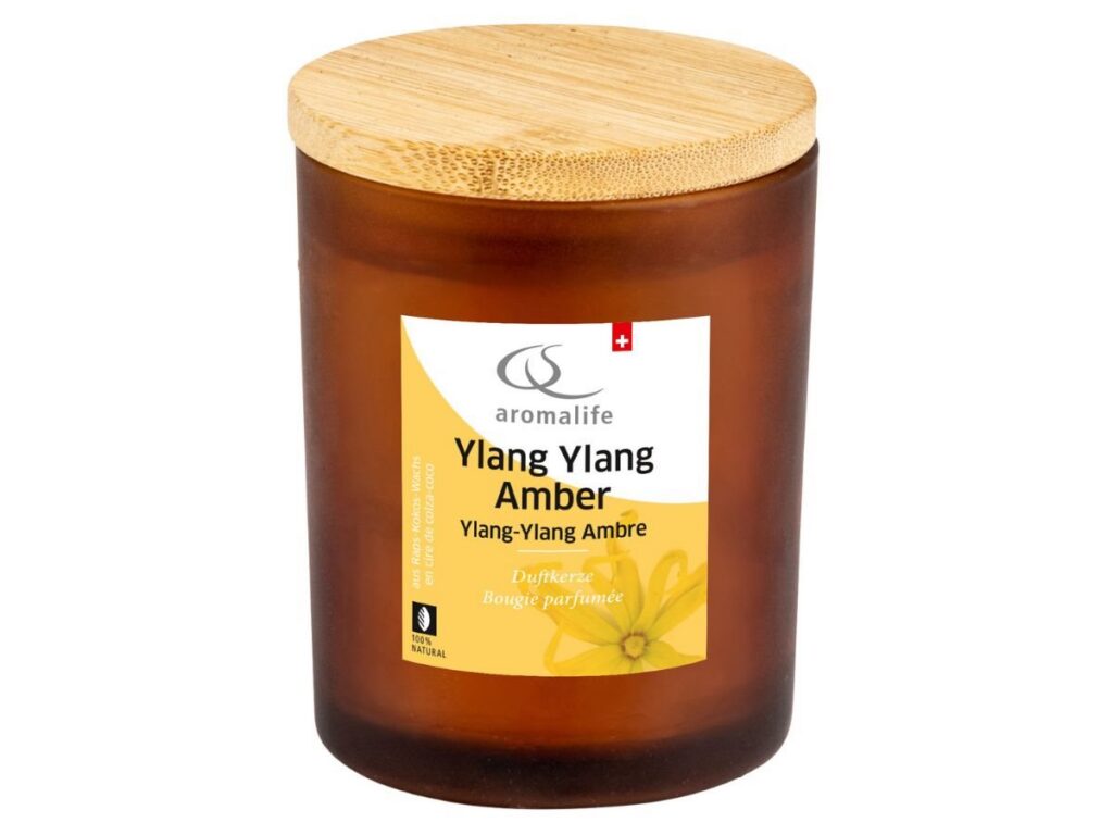 AROMALIFE bougie parfumée verre ylangylang ambre