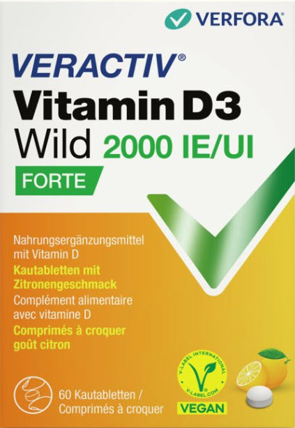 VERACTIV Vitamin D3 Wild cpr croq 2000 UI 60 pce
