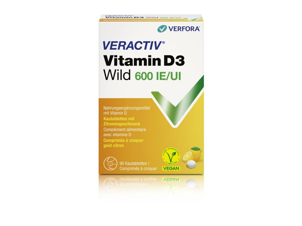 VERACTIV Vitamin D3 Wild cpr croquer 600 UI 90 pce