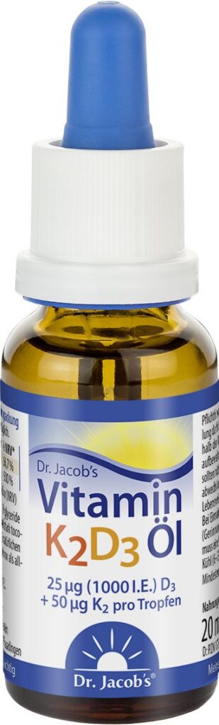 DR. JACOB'S vitamine K2 D3 huile 50 mcg MK7 20 ml