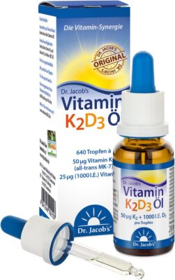 DR. JACOB'S vitamine K2 D3 huile 50 mcg MK7 20 ml