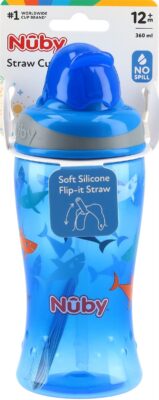 NUBY gobelet à paille flip-it 360ml flamant requin