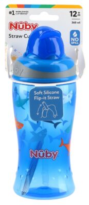 NUBY gobelet à paille flip-it 360ml flamant requin