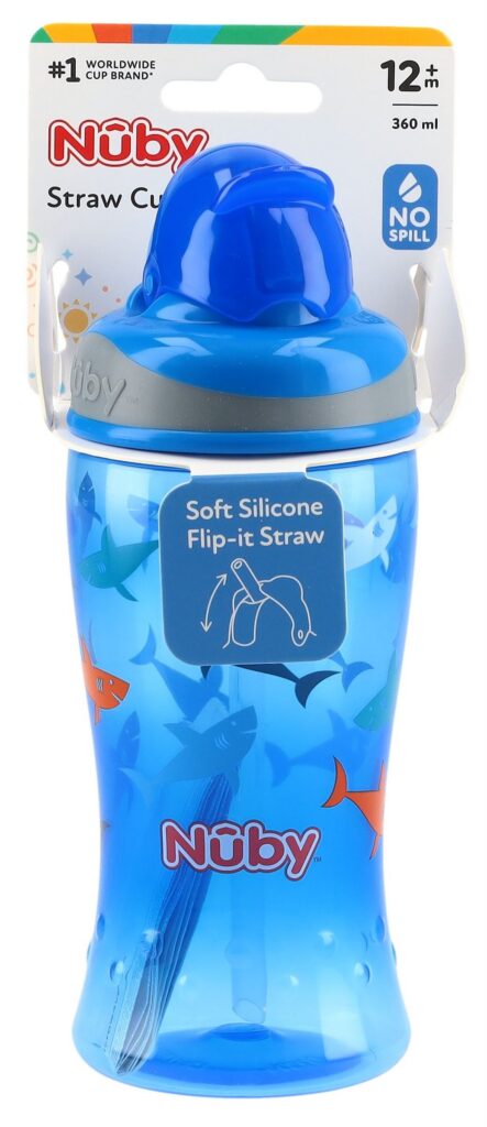 NUBY gobelet à paille flip-it 360ml flamant requin