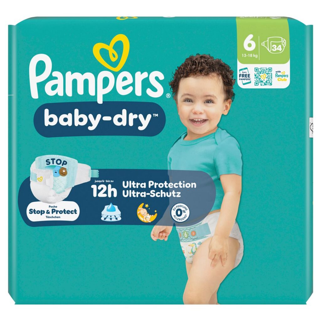 PAMPERS Baby Dry Gr6 13-18kg Extra L pa éco 34 pce