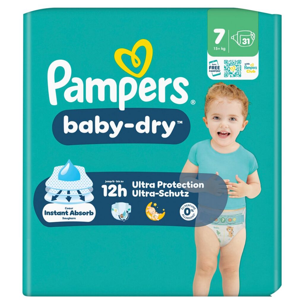 PAMPERS Baby Dry Gr7 15+kg Extra L pa écon 31 pce