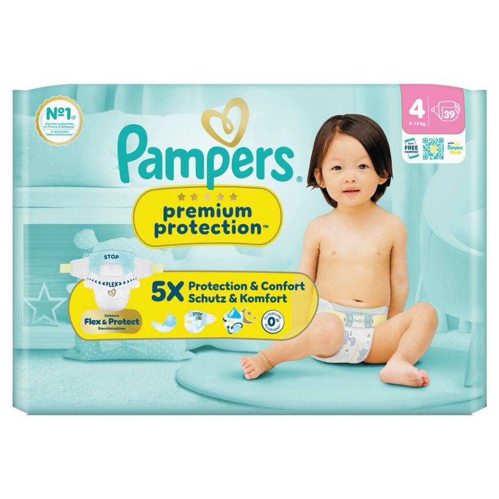 PAMPERS Prem Prot NB Gr4 9-14kg Maxi pa éc 39 pce
