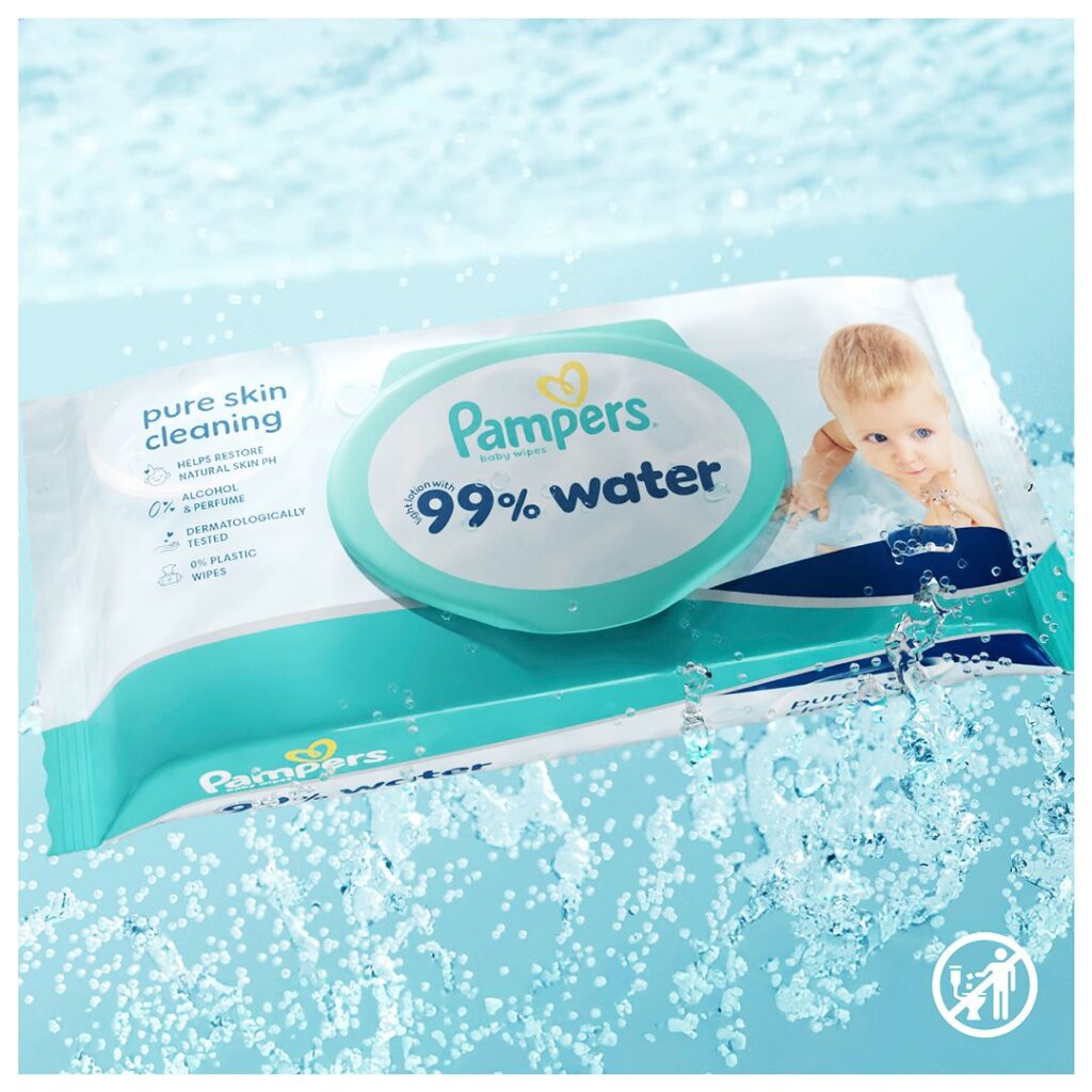 PAMPERS lingettes humides 99% Water 60 pce