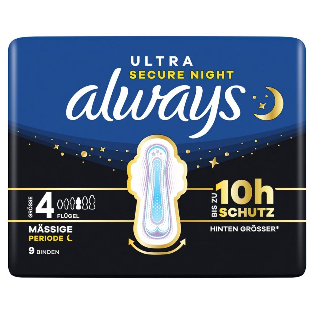 ALWAYS Ultra serv hyg Gr4 Secure Night aile 9 pce