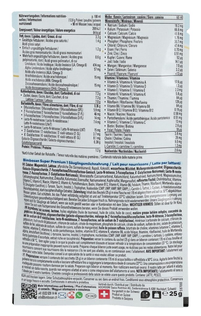 BIMBOSAN Super Premium PRE-1 lait nourri 5 x 25 g
