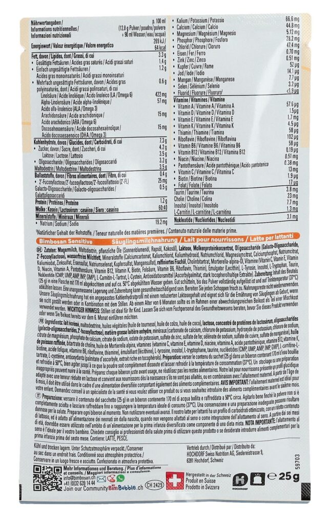BIMBOSAN Sensitive 1+2 lait nourrissons 5 x 25 g