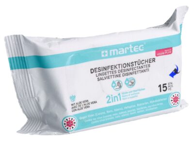 MARTEC lingettes désinfectantes 2in1 15 pce