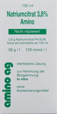 CITRATE SODIUM Amino sol 3.8 % flac 100 ml