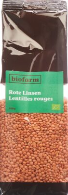 BIOFARM lentilles rouges bourgeon sach 500 g