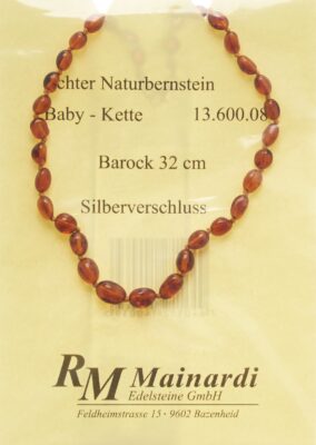 MAINARDI ambre natur 32cm baroque fermeture argent