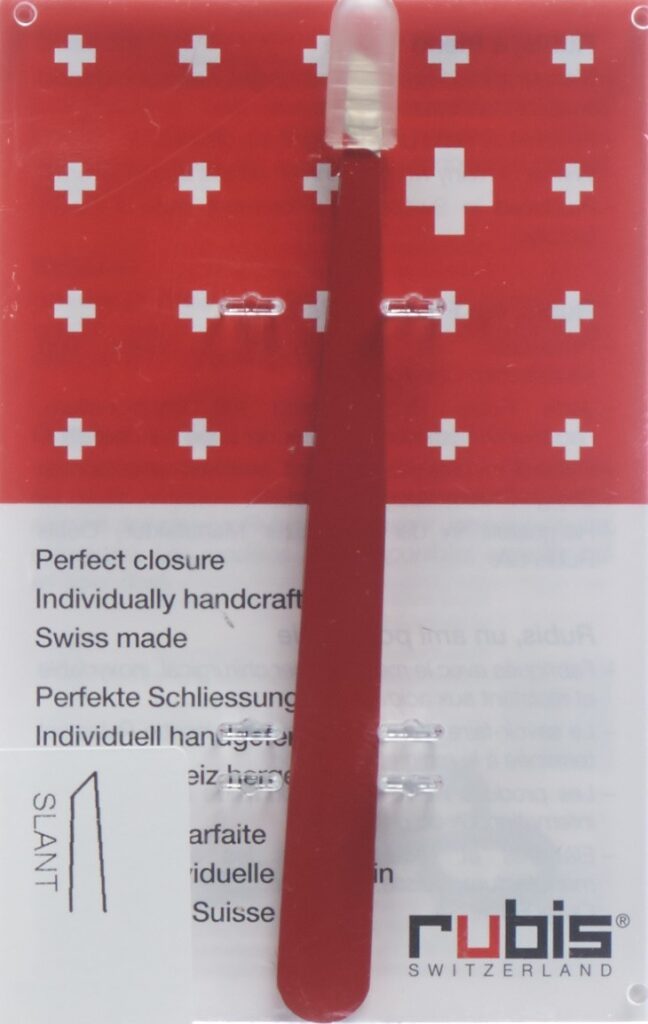 RUBIS pincette biseautée rouge inox