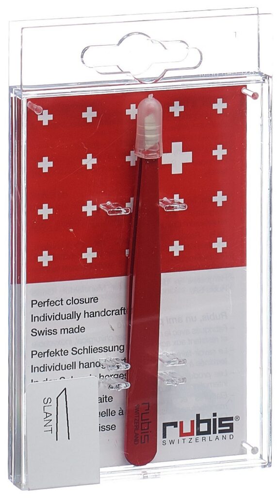 RUBIS pincette biseautée rouge inox