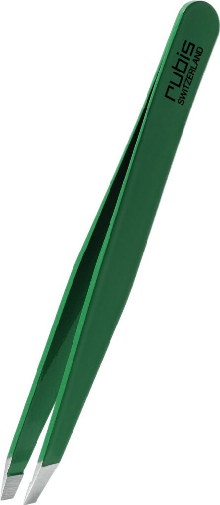 RUBIS pincette biseautée vert inox