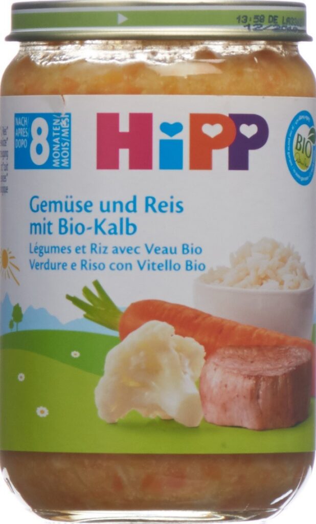 HIPP légumes et riz avec veau 8m bio verre 220 g