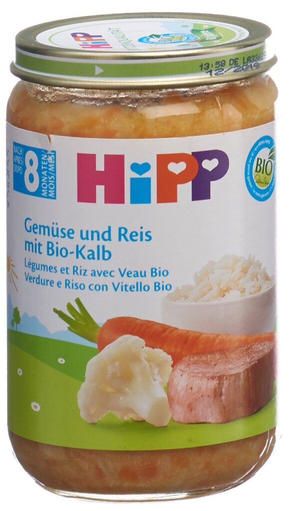 HIPP légumes et riz avec veau 8m bio verre 220 g